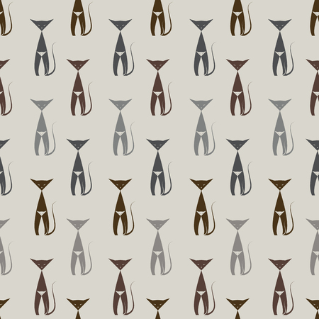 Cat vector art background design for fabric and decor. Seamless patternのイラスト素材
