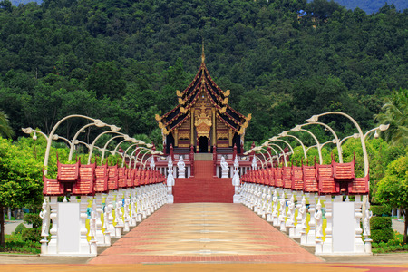 Royal Pavilion (Ho Kham Luang) in Royal Park Rajapruek in chiangmai thailandのeditorial素材