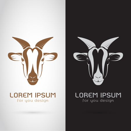 Vector of goat head design on white background and black background, logo, symbol, label, animalsのイラスト素材