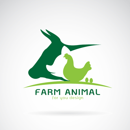 Vector group of animal farm label., Cow,pig,chicken,egg. Logo Animal.のイラスト素材