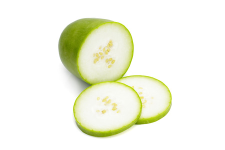 Image of slices of winter melon on white background. Vegetables. Food.の写真素材