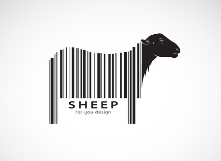 Vector of sheep on the body is a barcode. Wild Animals. Sheep design. Easy editable layered vector illustration.のイラスト素材