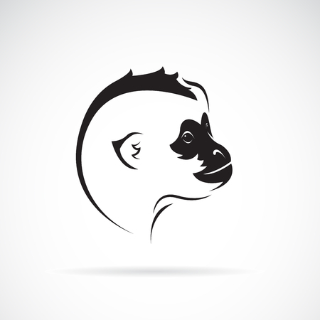 Vector of northern white-cheeked gibbon head design on white background. Wild Animals. Easy editable layered vector illustration.のイラスト素材