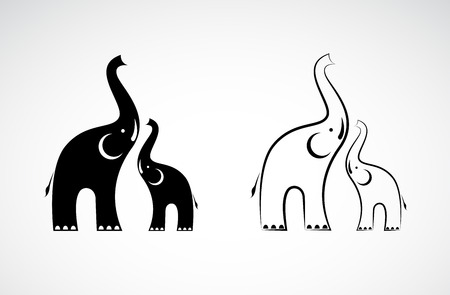 Vector of elephants design on white background, Wild Animals, Easy editable layered vector illustration.のイラスト素材