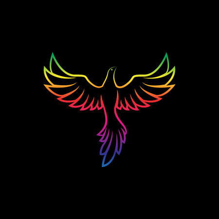 Vector of colorful birds design on a black background,. Wild Animals. Birds logo or icon. Easy editable layered vector illustration.のイラスト素材