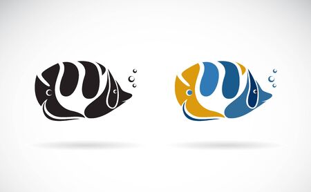 Vector of colorful sea fish on white background. Undersea animals.  Easy editable layered vector illustration.のイラスト素材