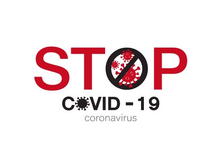 Vector of stop covid-19 sign & symbol on white background. Novel coronavirus outbreak. Covid-19 Icons or logos. Easy editable layered vector illustration.のイラスト素材