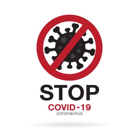 Vector of stop covid-19 sign & symbol on white background. Novel coronavirus outbreak. Covid-19 Icons or logos. Easy editable layered vector illustration.のイラスト素材