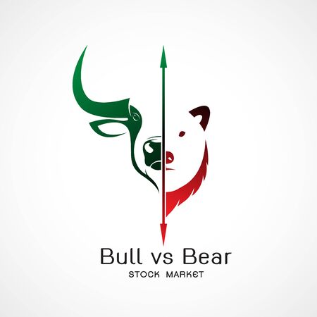 Vector of bull and bear symbols of stock market trends.のイラスト素材