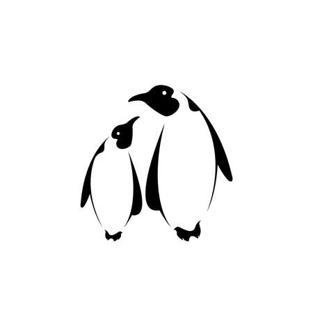 Vector of two penguin design on white background. Easy editable layered vector illustration. Wild Animals. Polar animals.のイラスト素材