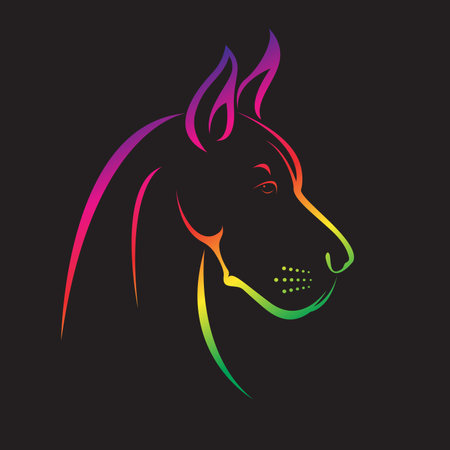 Vector of a dog head (Great Dane) design on black background. Pet. Animals.のイラスト素材