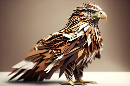 Image of paper origami art. Handmade paper eagle. wildlife. Animals. illustration, generative AIの素材