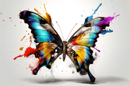 Image of colorful butterfly on a clean background. Insect. illustration, Generative AI.の素材