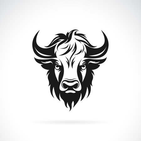 Vector of a bison head design on white background. Easy editable layered vector illustration. Wild Animals.のイラスト素材