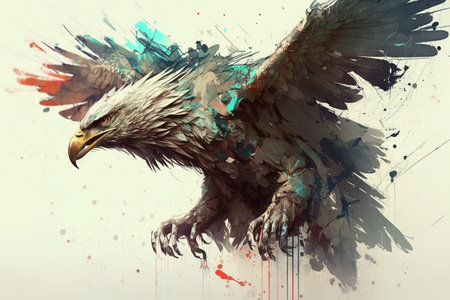 Image of an eagle flaps its wings. Birds. Wildlife Animals. Illustration, generative AI.の素材