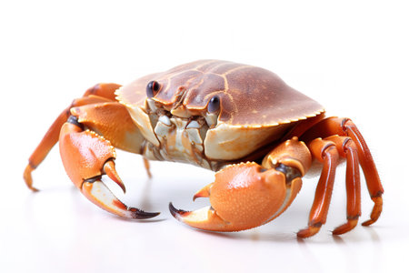 Image of a crab on white background. Amphibian. Wildlife Animals. Illustration, Generative AI.の素材