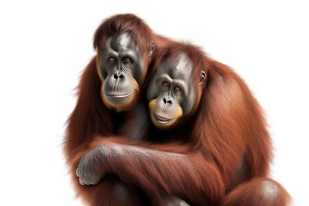 Image of an orangutans on white background. Wildlife Animals. Illustration, generative AI.の素材