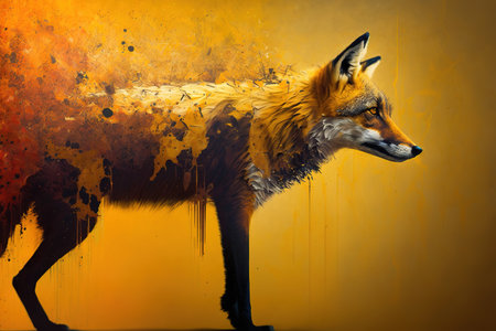 Image of soiled fox. Wildlife Animals. Illustration. Generative AI.の素材
