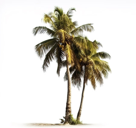 Image of coconut tree on a white background. illustration, generative AI.の素材