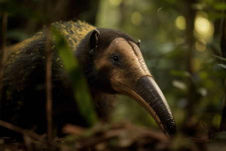 Image of anteater in the forest on natural background. Wild Animals. Illustration. Generative AI.の素材