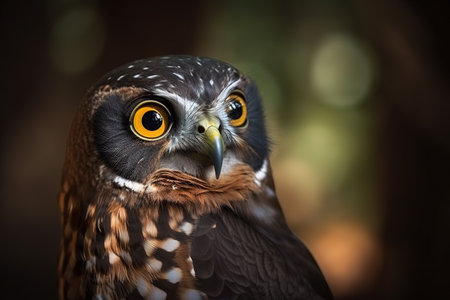 Image of an owl in the forest on natural background. Birds. Wildlife Animals. illustration. Generative AI.の素材