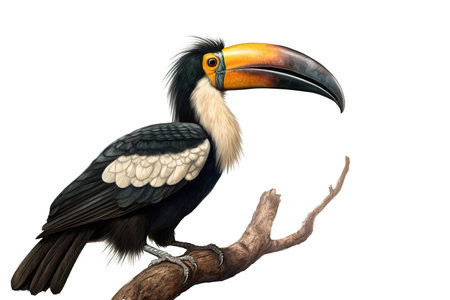 Image of hornbill on a white background. Bird. Wild Animals. illustration. Generative AI.の素材