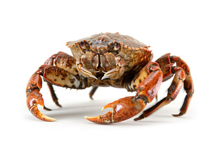 Image of a crab on white background. Amphibian. Wildlife Animals. Illustration, Generative AI.の素材