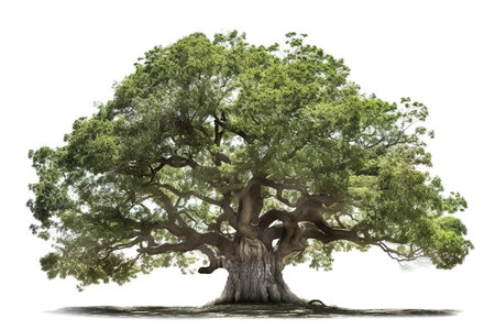 Image of big tree on a white background. illustration, generative AI.の素材