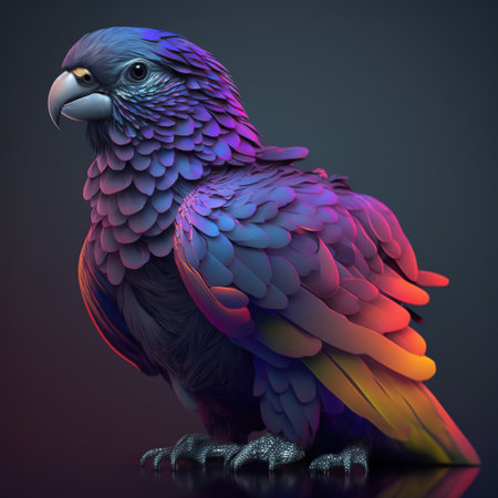 Image of a bird with beautiful bright colors. Birds. Wildlife animals. Illustration, Generative AI.の素材