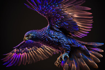 Image of a bird with beautiful bright colors. Birds. Wildlife animals. Illustration, Generative AI.の素材