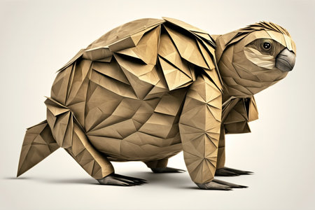 Image of paper origami art. Handmade paper sloth. Wildlife animals. Illustration, Generative AIの素材