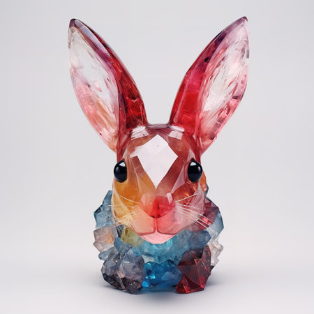 A rabbit head made of beautiful gemstones. Wildlife Animals. Decorations. Illustration, Generative AI.の素材