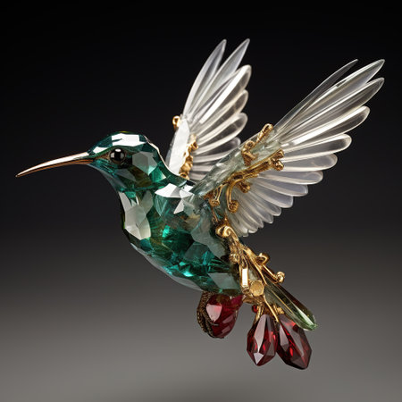 A hummingbird made of beautiful gemstones. Bird. Decorations. Illustration, Generative AI.の素材