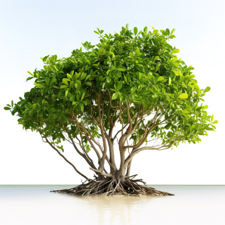 Image of mangroves tree on white background. Nature. Illustration, Generative AI.の素材