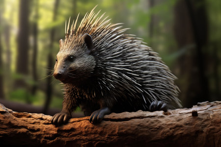 Image of a porcupine in the forest, Wildlife Animals., Generative AI, Illustration.の素材