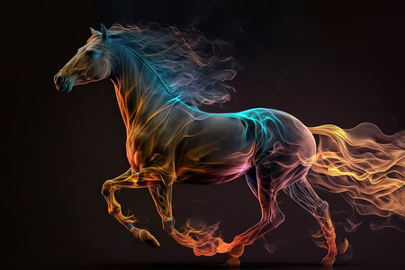 Image of horse running, Wildlife Animals., Generative AI, Illustration.の素材