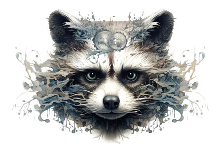 Fantasy art of raccoon head. Wildlife Animals.の素材