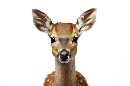 Image of a spotted deer on white background. Mammals. Wildlife Animals. Ai.の素材