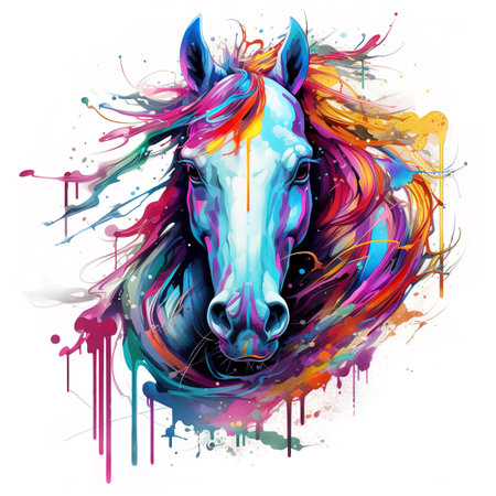 Painting of horse head on a clean background, Png for Sublimation Printing, Wild Animals, Illustration, Generative AI.の素材