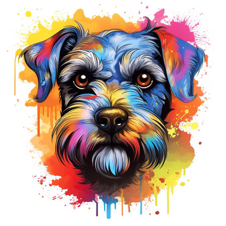 Painting of Miniature Schnauzer Dog head, Pet. Animals. Illustration, Generative AI.の素材
