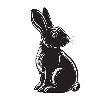 Cute rabbit vector illustration. Sitting pose, large eyes, detailed fur. Ideal for Easter, spring, or children's designs. Wildlife Animals.のイラスト素材