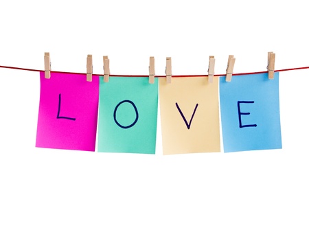 word love clip on note pageの写真素材