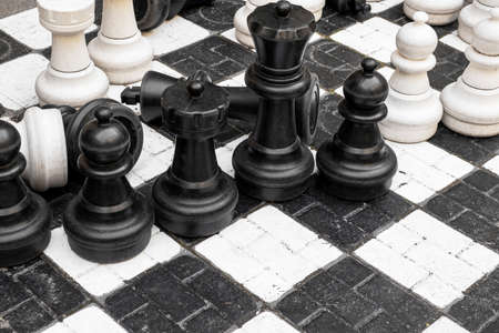 large black and white chess piecesの写真素材