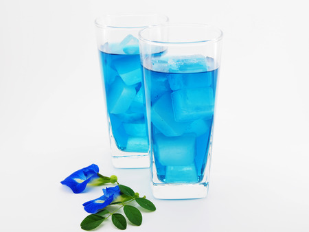 butterfly pea juice in glassの写真素材