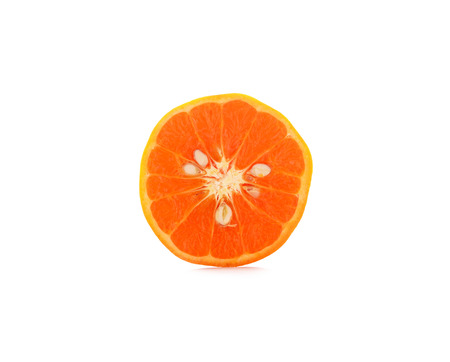 ripe orange on white backgroundの写真素材