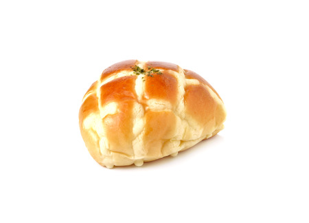 breaded with basil leave and pork on white backgroundの写真素材