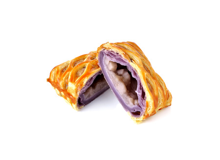 sweet taro pie on white backgroundの写真素材