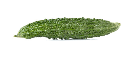 green bitter gourd on white backgroundの写真素材