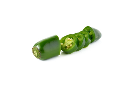Jalapenos Chili Peppers or Mexican chili peppers on white backgroundの写真素材
