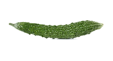 green bitter gourd on white backgroundの写真素材